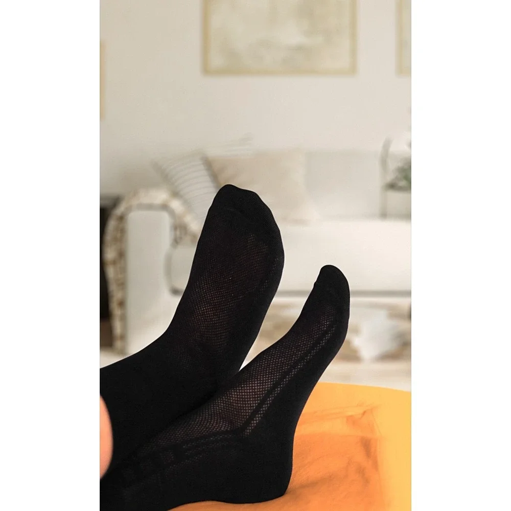 Black Breathable Mens Cotton Dress Socks size M 7-9 Ultra Thin Socks 5 Pack